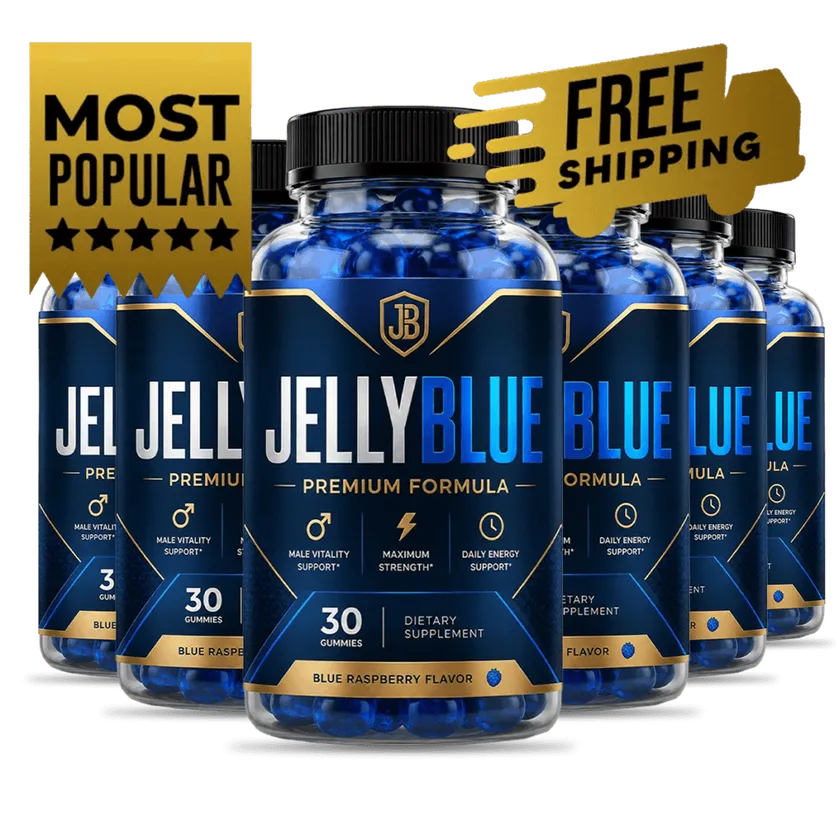 JellyBlue 6 bottle package — what is JellyBlue, 180 day supply of men's vitality gummies